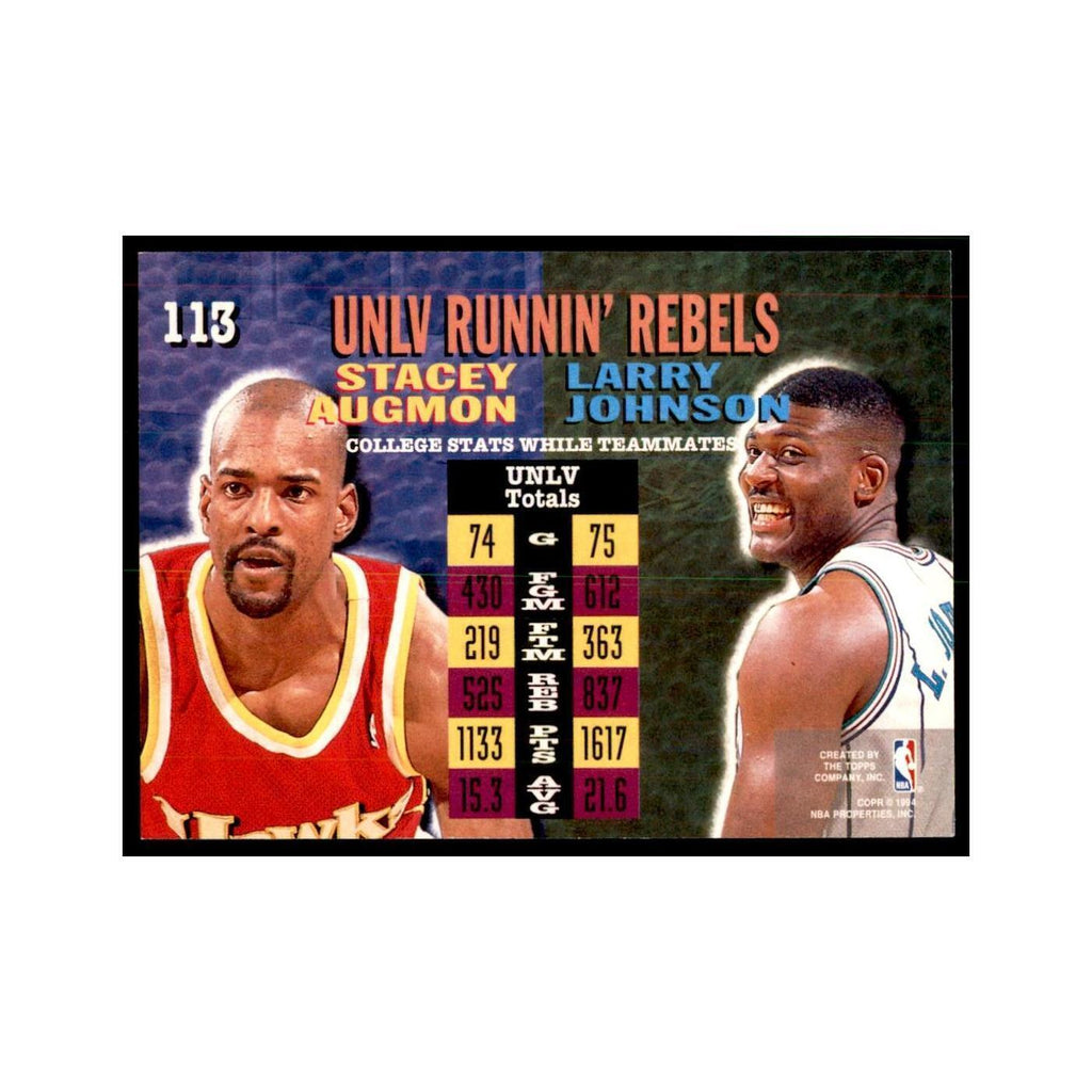 1994 Stadium Club Stacey Augmon/Larry Johnson Basketball Cards #113