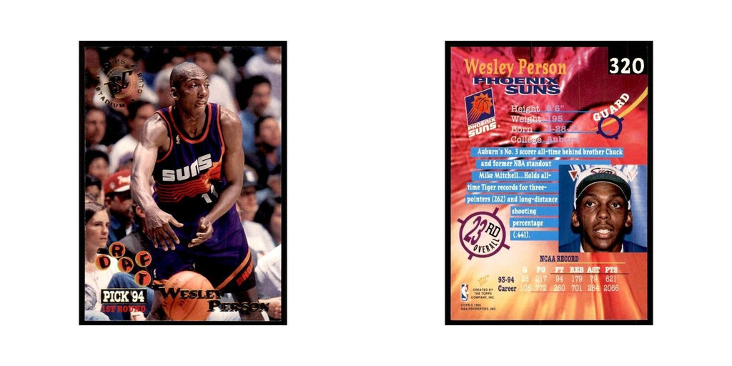 1994 Stadium Club Wesley Person Basketball Cards #320