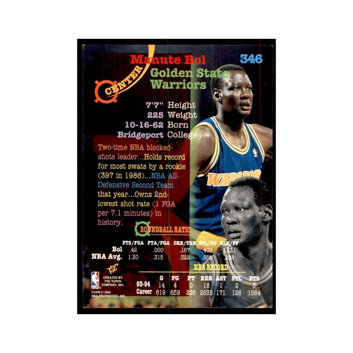 1994 Stadium Club Manute Bol Basketball Cards #346