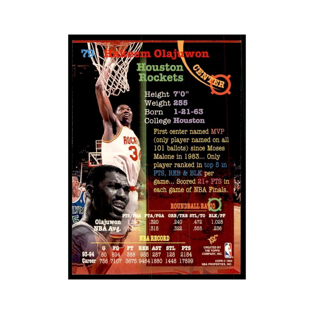 1994 Stadium Club Hakeem Olajuwon Basketball Cards #79