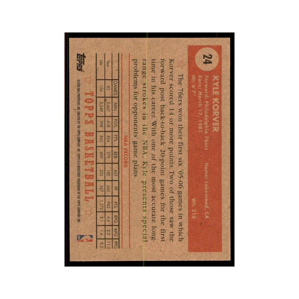 2005 Topps 1952 Style Kyle Korver 76ers #24