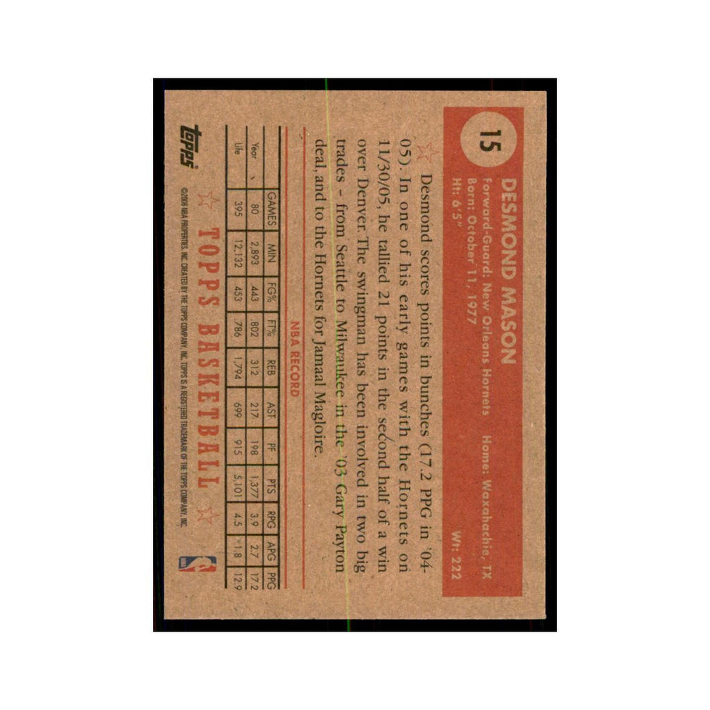 2006 Topps 1952 Style Desmond Mason New Orleans Hornets #15
