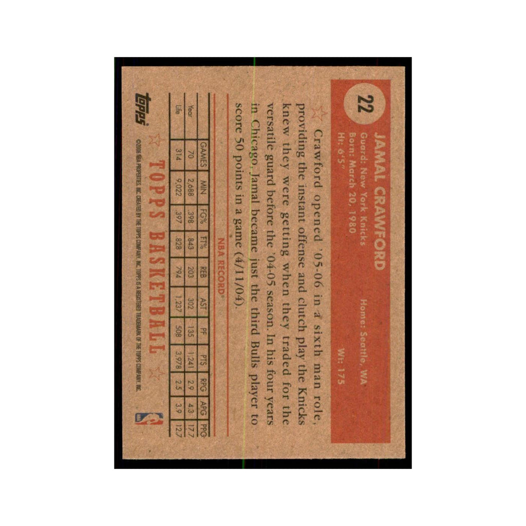 2005 Topps 1952 Style Jamal Crawford Knicks #22