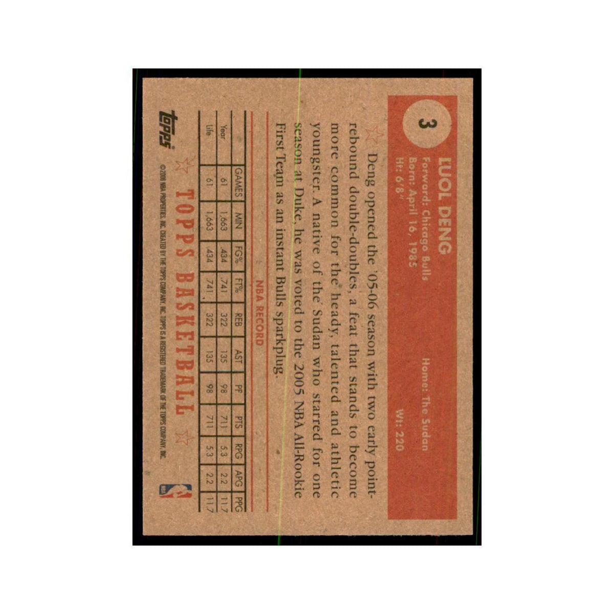 2005 Topps 1952 Style Luol Deng Bulls #3