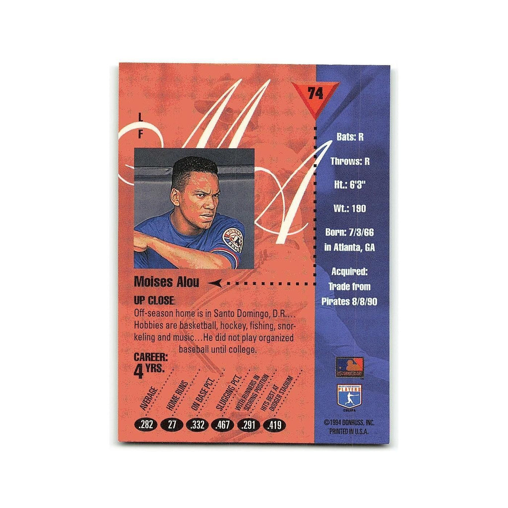 Moises Alou 1994 Studio #74 Montreal Expos Baseball Card NM