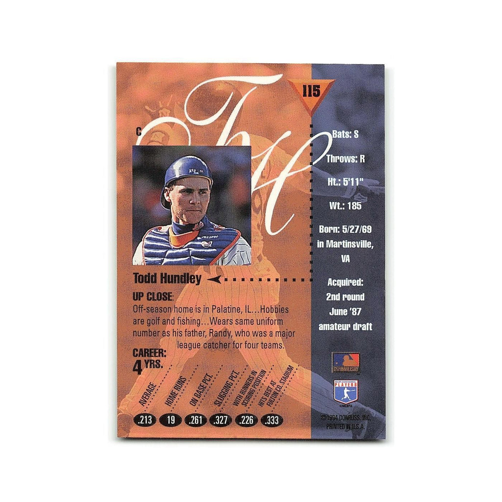 Todd Hundley 1994 Studio #115 New York Mets Baseball Card NM