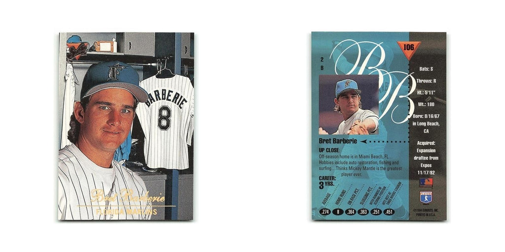 Bret Barberie 1994 Studio #106 Florida Marlins Baseball Card NM