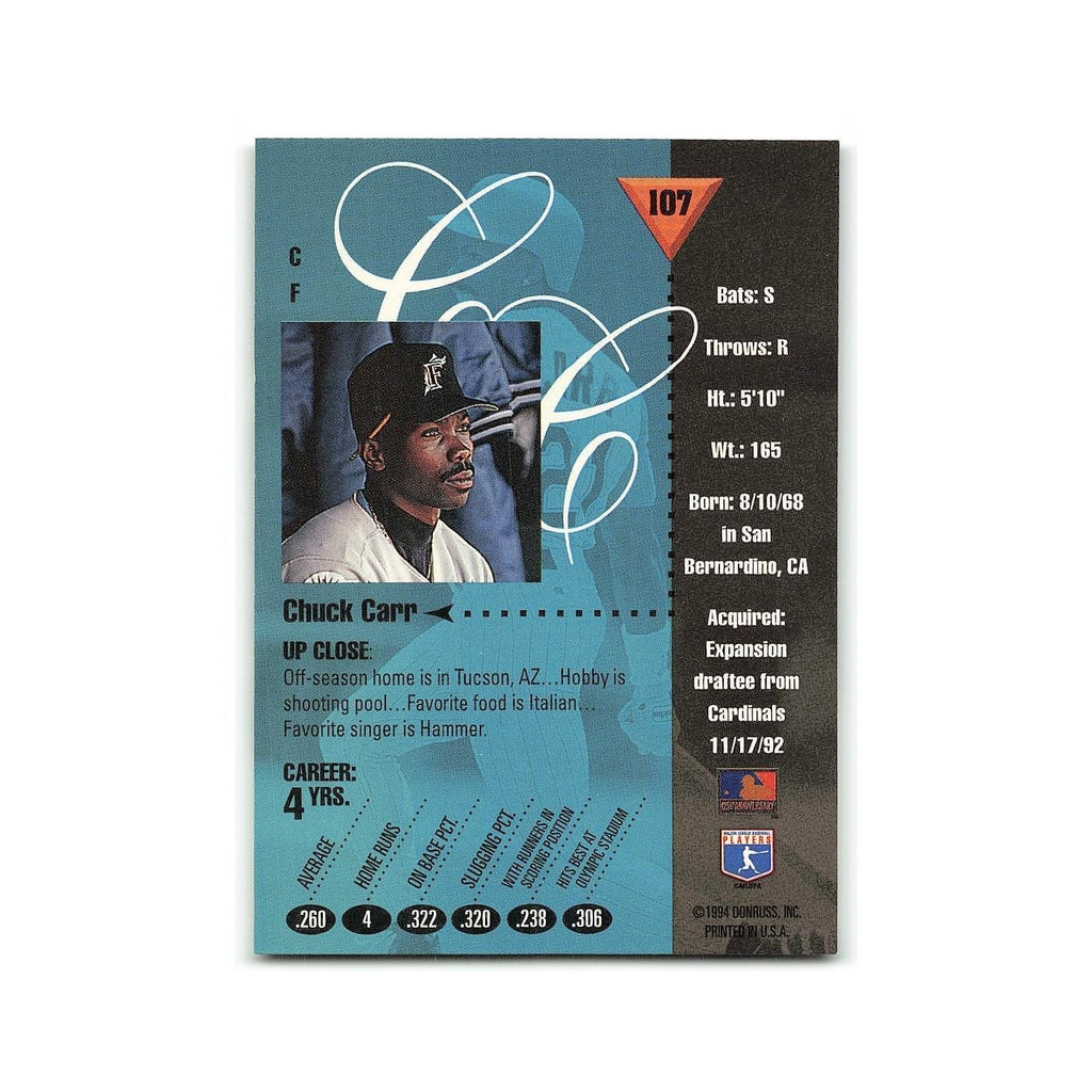 Chuck Carr 1994 Studio #107 Florida Marlins Baseball Card NM