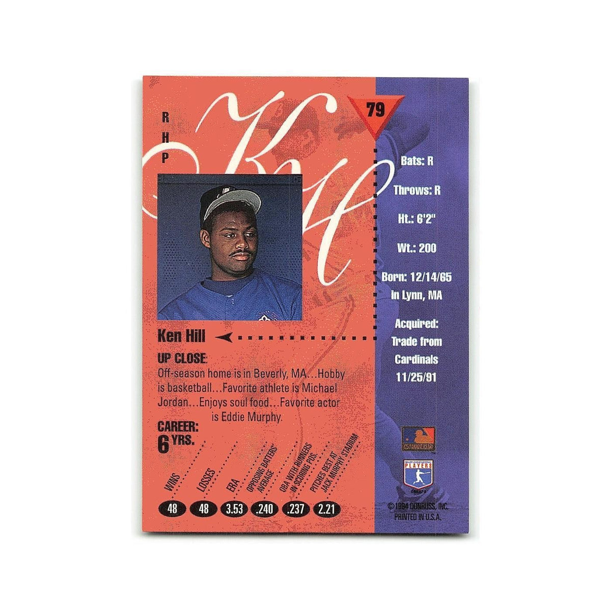 Ken Hill 1994 Studio #79 Montreal Expos Baseball Card NM