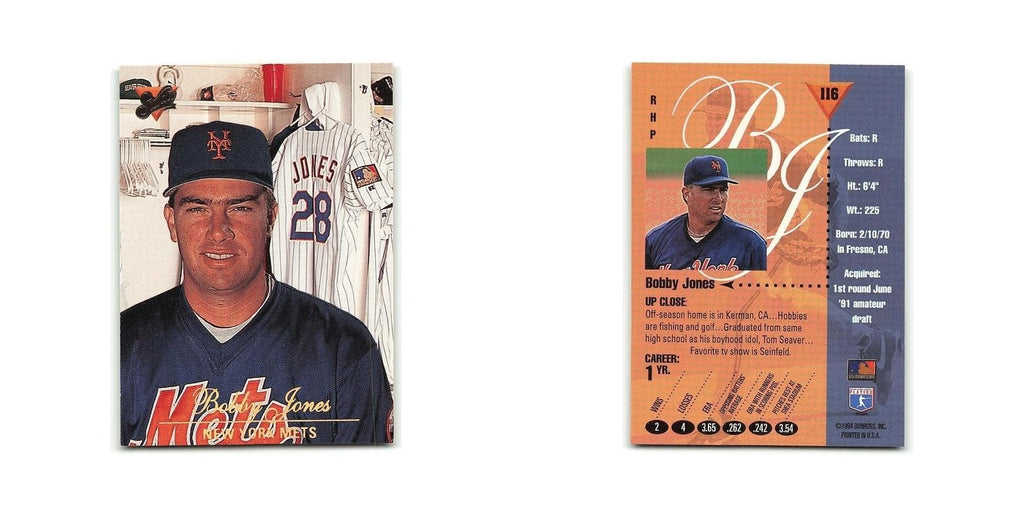 Bobby Jones 1994 Studio #116 New York Mets Baseball Card NM