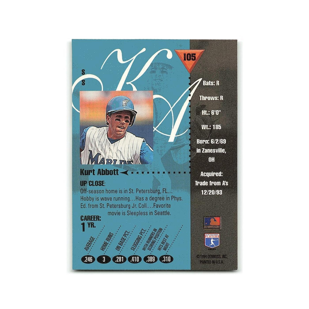 Kurt Abbott 1994 Studio #105 Florida Marlins Baseball Card NM