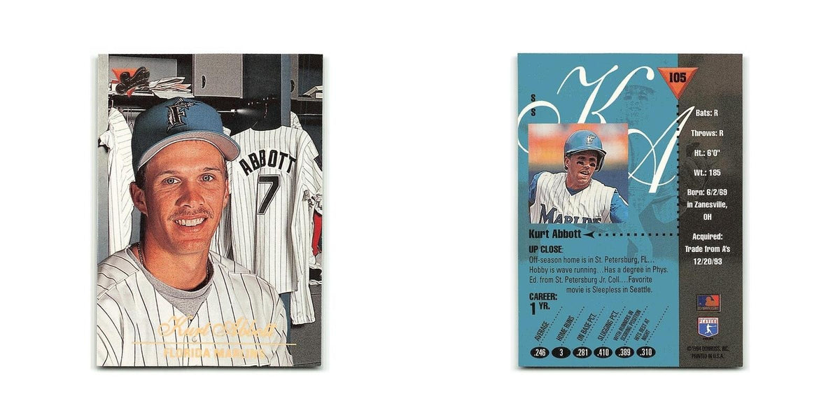 Kurt Abbott 1994 Studio #105 Florida Marlins Baseball Card NM