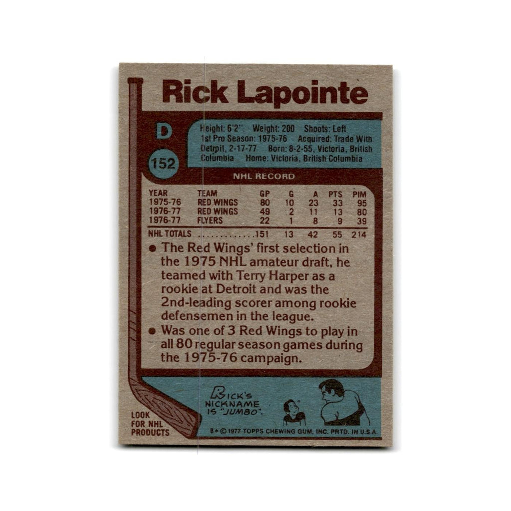 1977 Topps Rick Lapointe Philadelphia Flyers #152