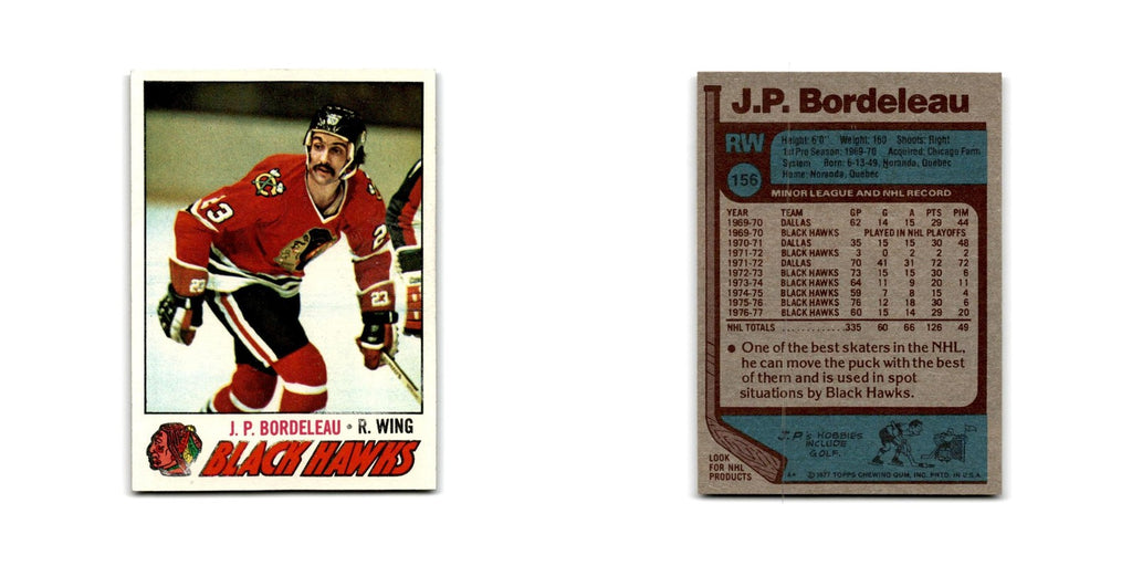 1977 Topps J.P. Bordeleau Chicago Blackhawks #156