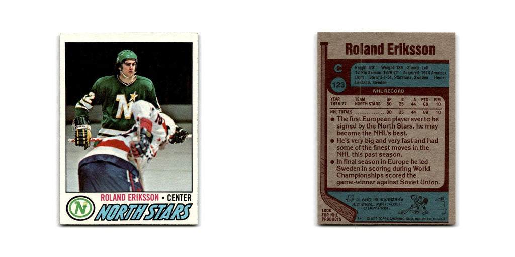 1977 Topps Roland Eriksson RC Minnesota North Stars #123