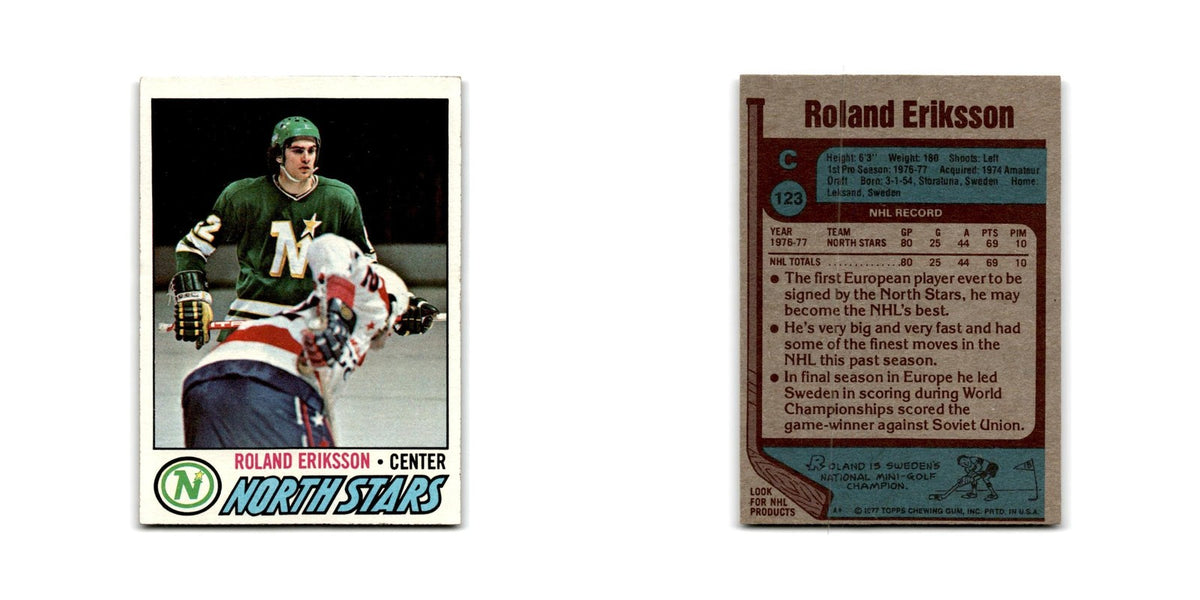 1977 Topps Roland Eriksson RC Minnesota North Stars #123