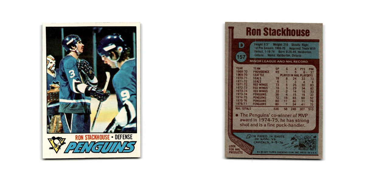 1977 Topps Ron Stackhouse Pittsburgh Penguins #157