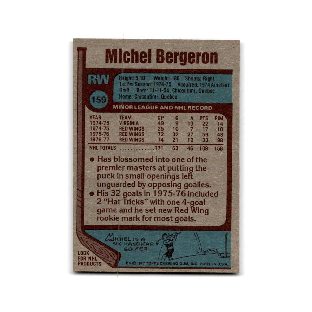 1977 Topps Michel Bergeron New York Islanders #159
