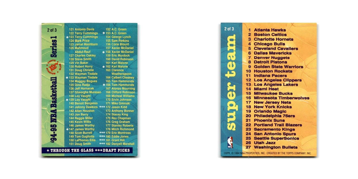 1994 Topps Stadium Club Series 1 Checklist #2