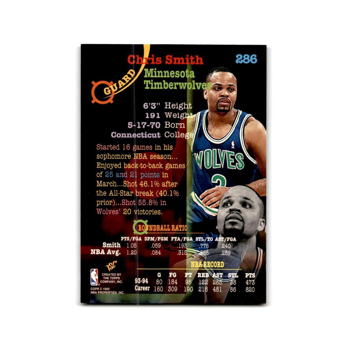 1994 Topps Stadium Club Chris Smith Timberwolves #286