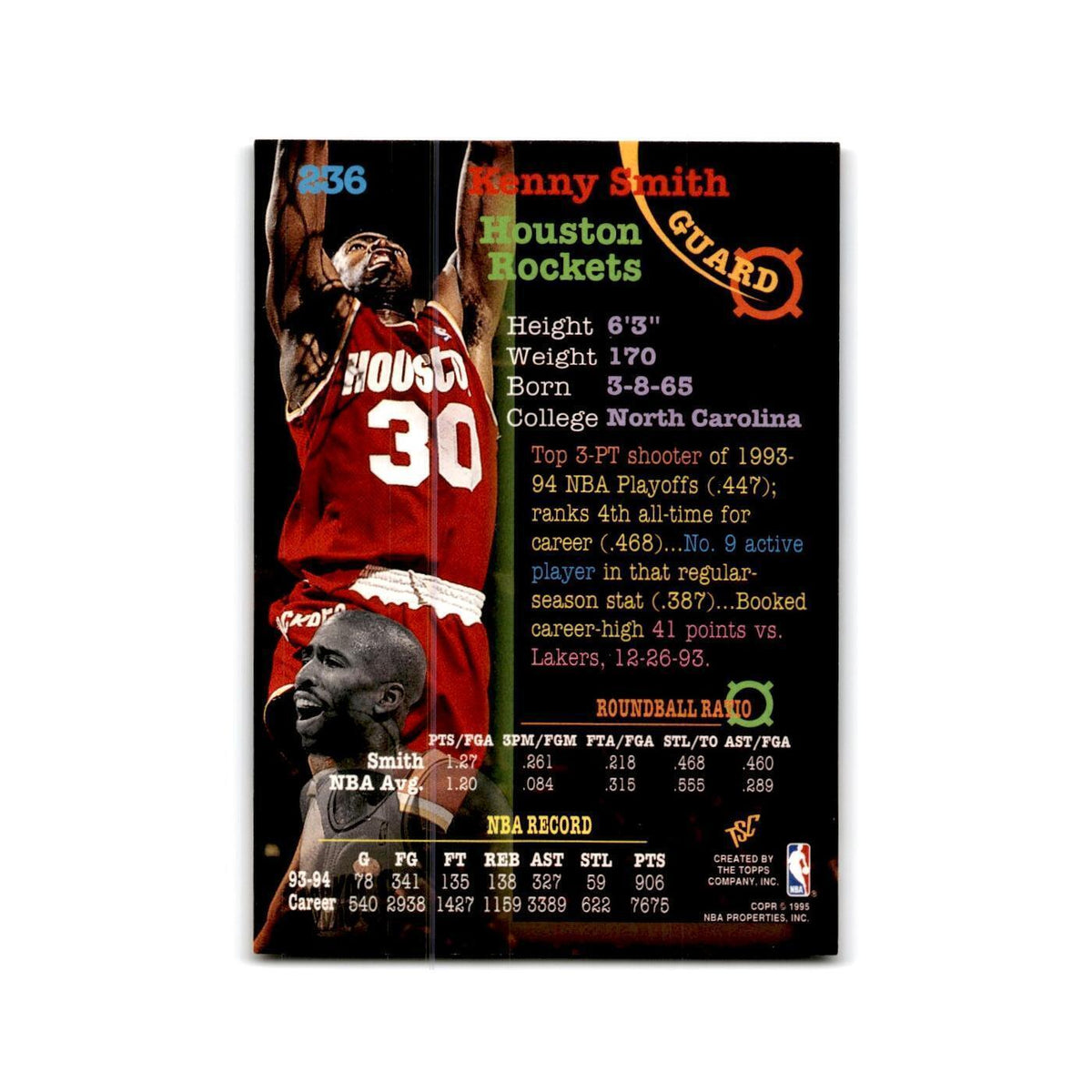 1994 Topps Stadium Club Kenny Smith Rockets #236