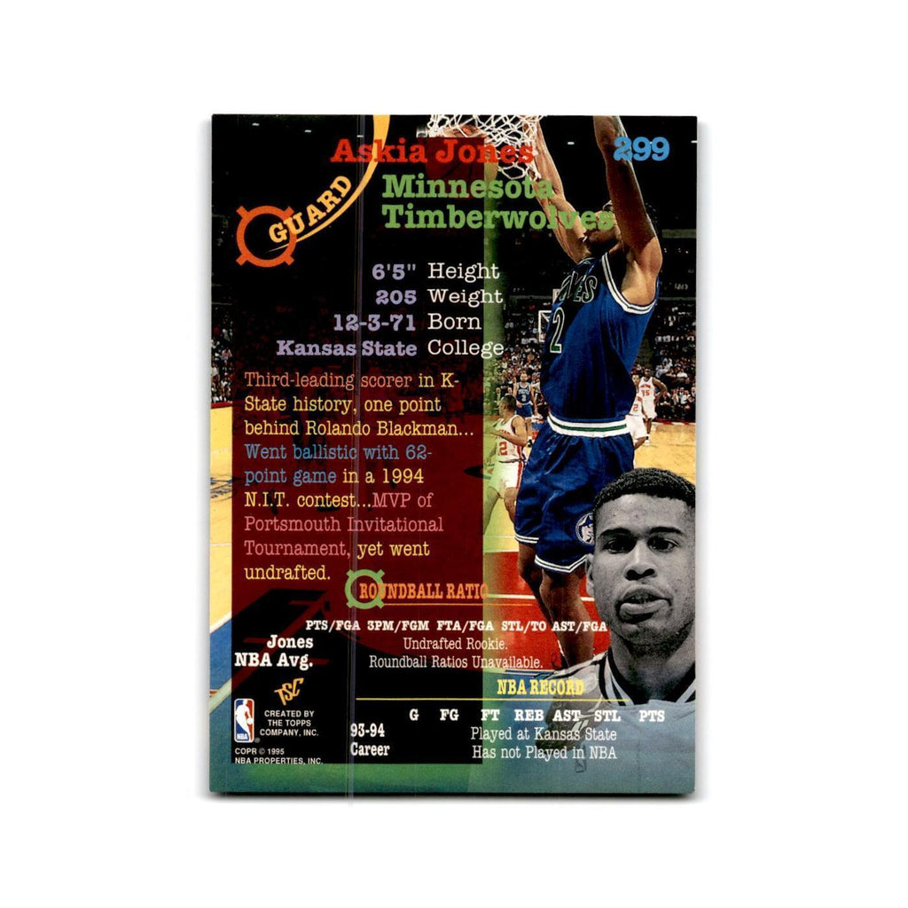 1994 Topps Stadium Club Askia Jones RC Timberwolves #299