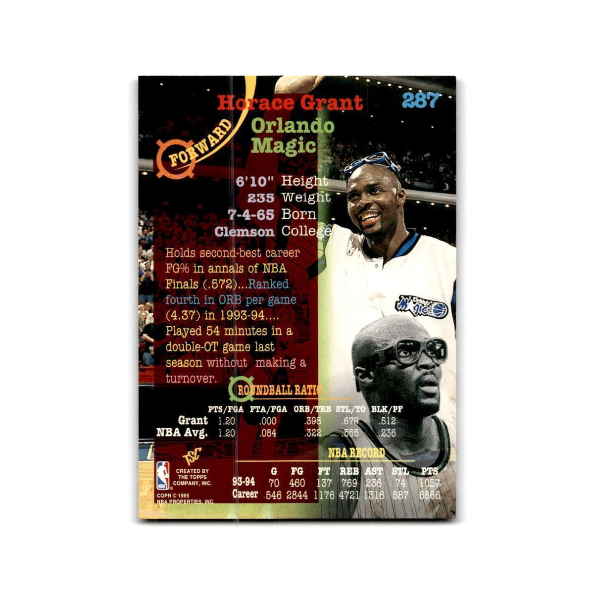 1994 Topps Stadium Club Horace Grant Magic #287