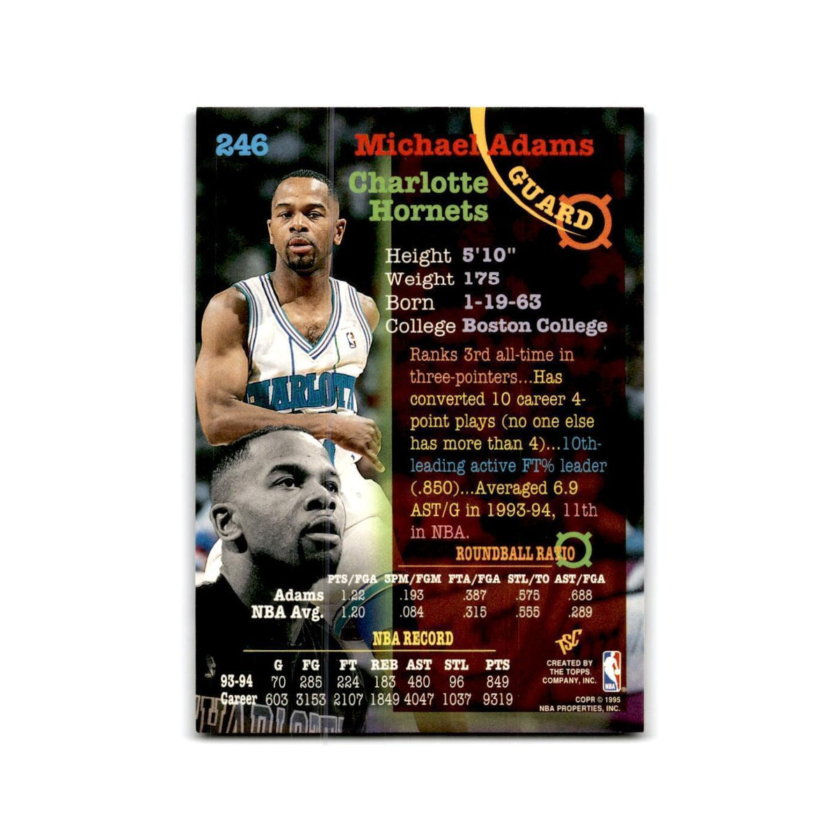 1994 Topps Stadium Club Michael adams Hornets #246
