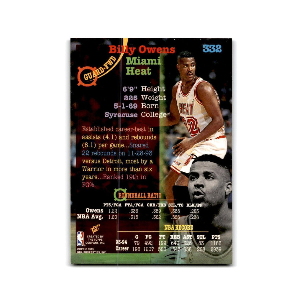 1994 Topps Stadium Club Billy Owens Heat #332