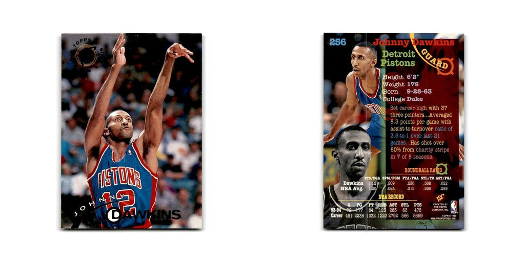 1994 Topps Stadium Club Johnny Dawkins Pistons #256