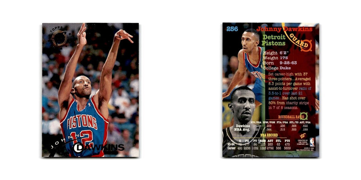 1994 Topps Stadium Club Johnny Dawkins Pistons #256