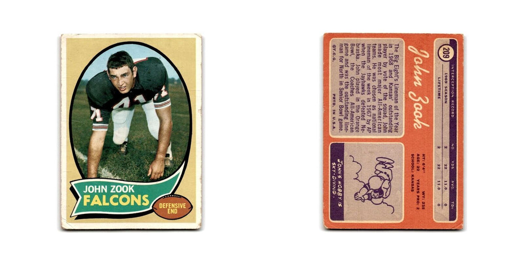 1970 Topps John Zook RC Falcons #209