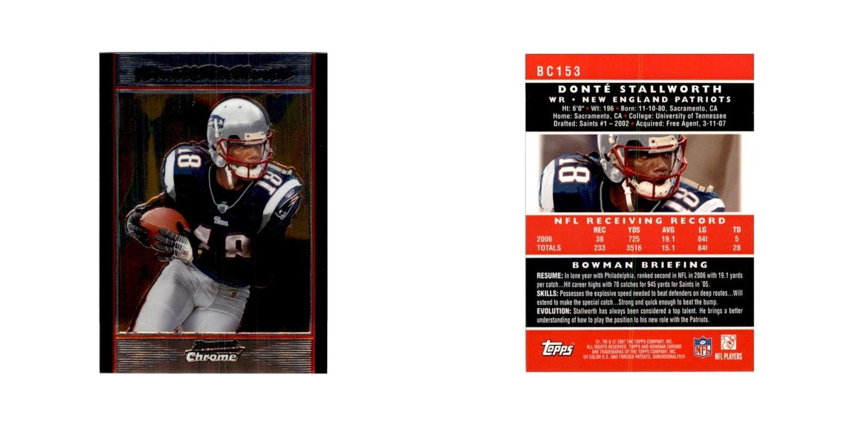 2007 Bowman Chrome Donte Stallworth Football Cards #BC153