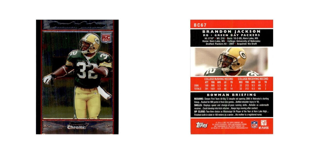 2007 Bowman Chrome Brandon Jackson Football Cards #BC67