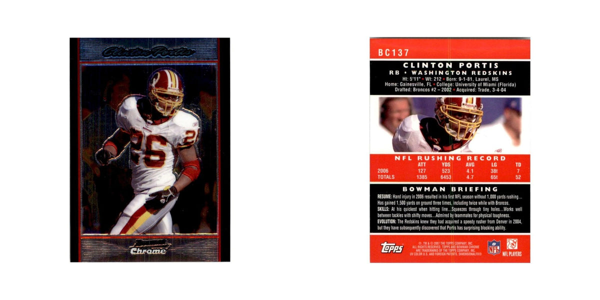 2007 Bowman Chrome Clinton Portis Football Cards #BC137