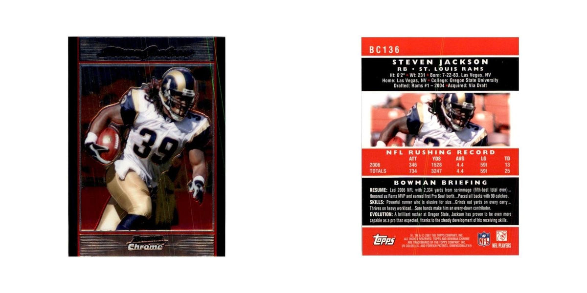 2007 Bowman Chrome Steven Jackson Football Cards #BC136