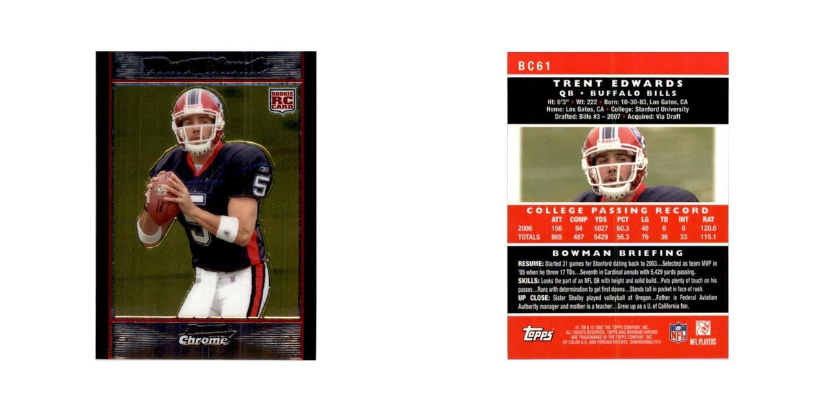 2007 Bowman Chrome Trent Edwards Football Cards #BC61