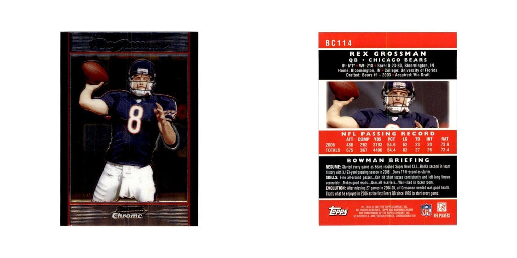2007 Bowman Chrome Rex Grossman Football Cards #BC114