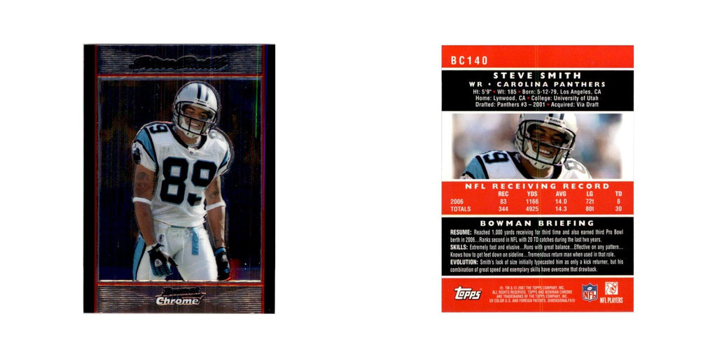 2007 Bowman Chrome Steve Smith Football Cards #BC140