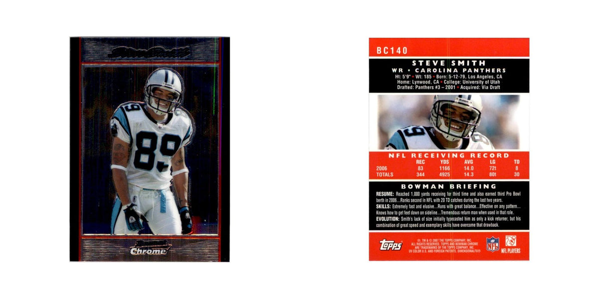 2007 Bowman Chrome Steve Smith Football Cards #BC140