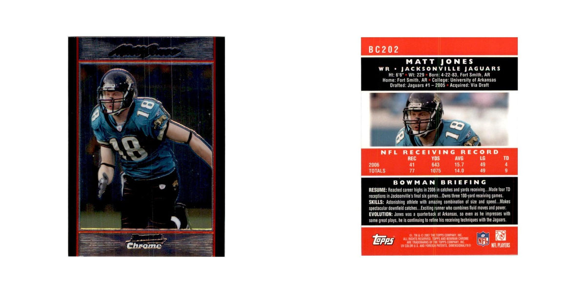 2007 Bowman Chrome Matt Jones Football Cards #BC202