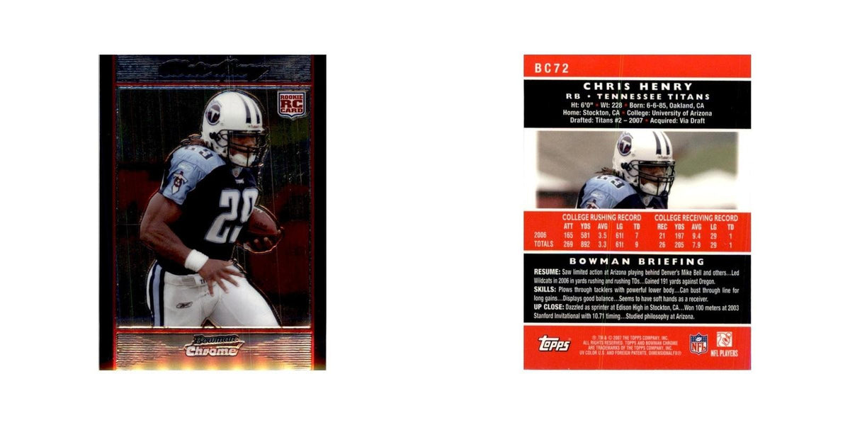 2007 Bowman Chrome Chris Henry Football Cards #BC72