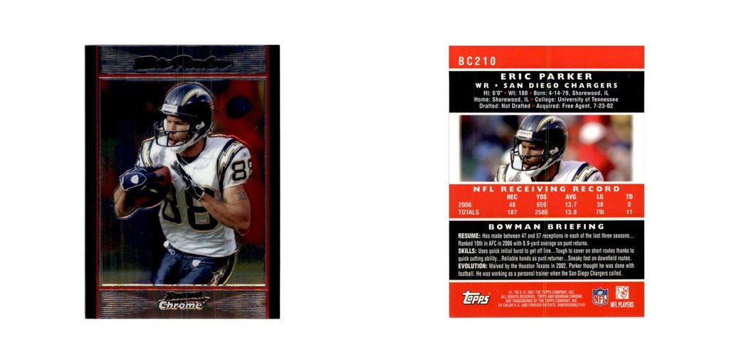 2007 Bowman Chrome Eric Parker Football Cards #BC210