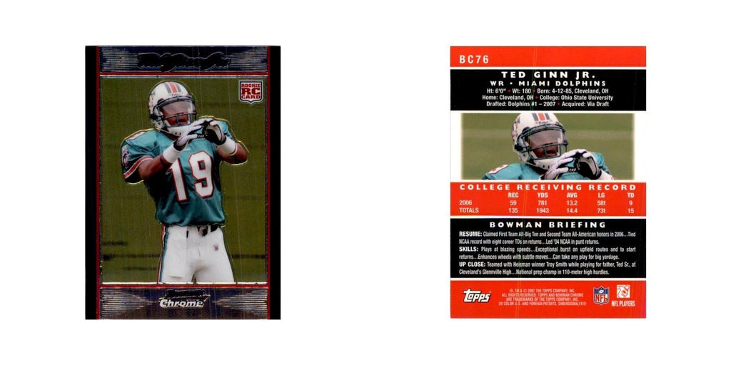 2007 Bowman Chrome Ted Ginn Jr. Football Cards #BC76