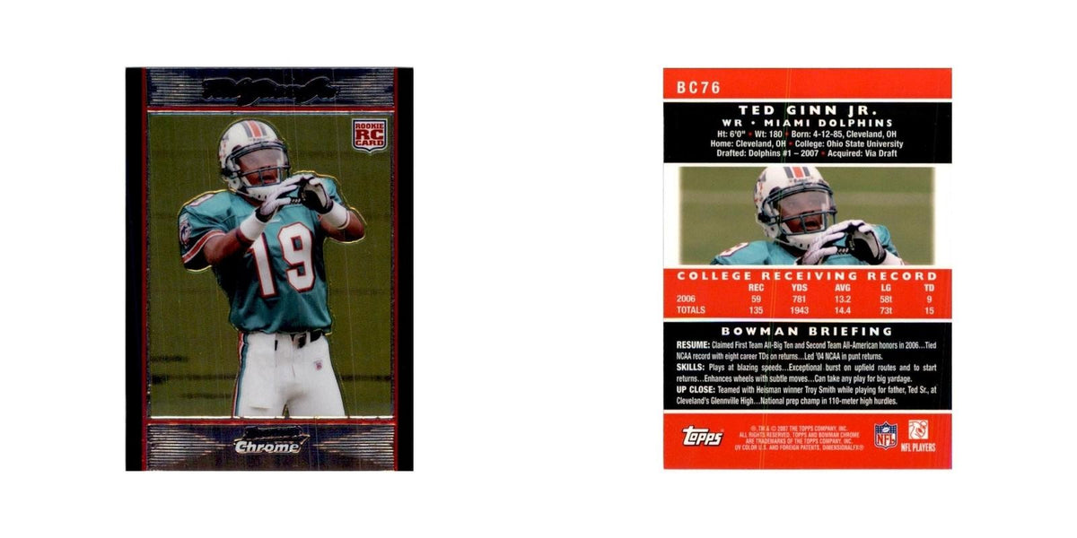 2007 Bowman Chrome Ted Ginn Jr. Football Cards #BC76