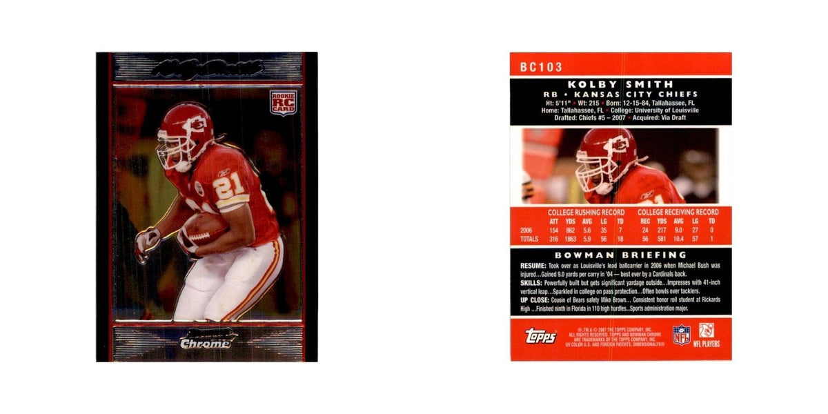 2007 Bowman Chrome Kolby Smith Football Cards #BC103