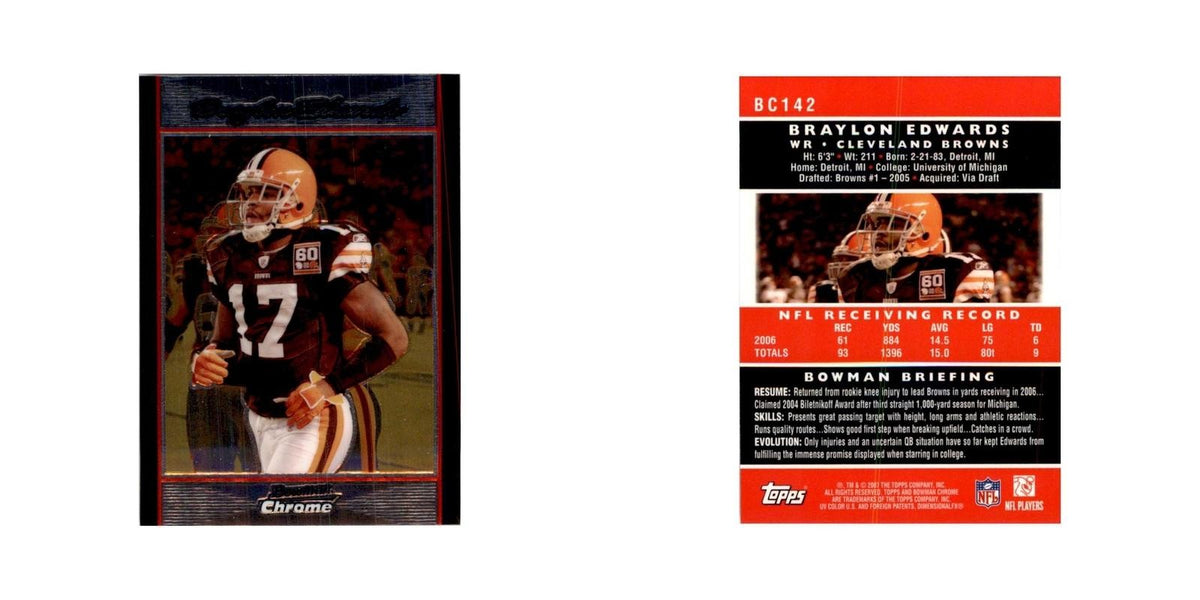 2007 Bowman Chrome Braylon Edwards Football Cards #BC142