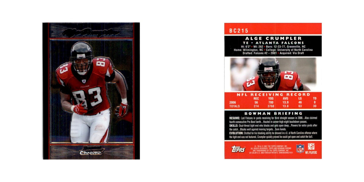 2007 Bowman Chrome Alge Crumpler Football Cards #BC215