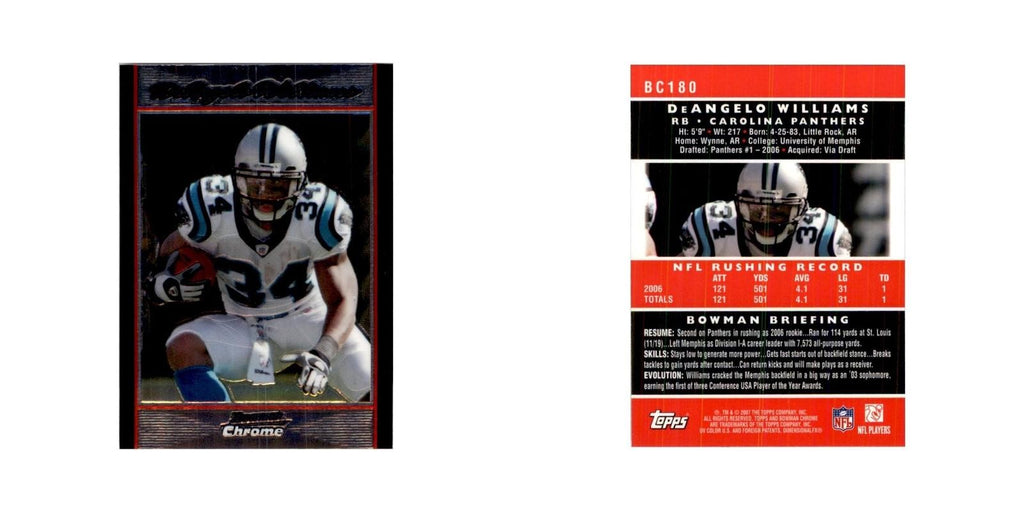 2007 Bowman Chrome DeAngelo Williams Football Cards #BC180