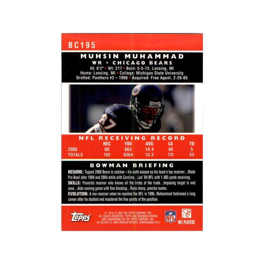 2007 Bowman Chrome Muhsin Muhammad Football Cards #BC195